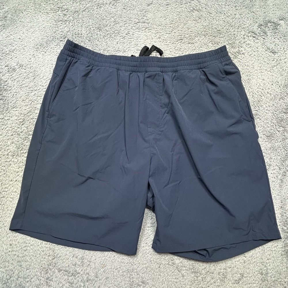 Hill City Shorts Mens XL Navy Athletic Performance Stretch Lined Zip Pocket 7"